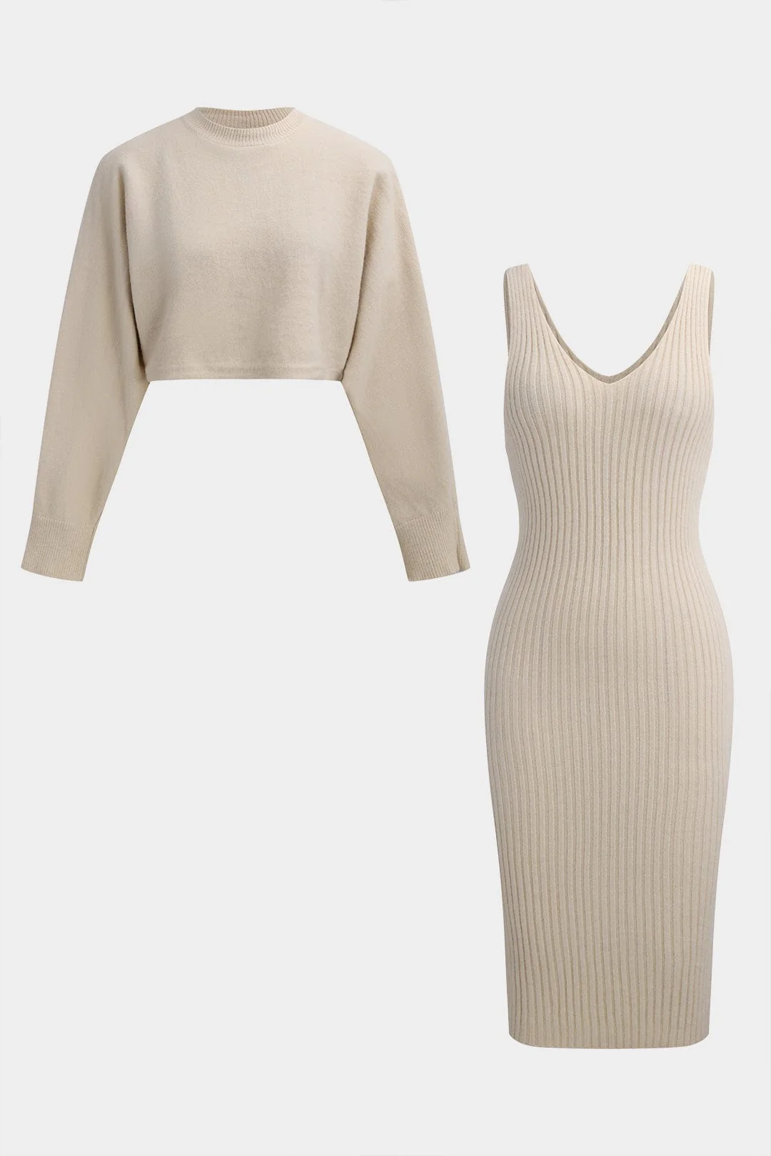 Shira | Strick-Zweiteiler-Set mit Crop-Pullover & Figurbetontem Kleid - Image 8