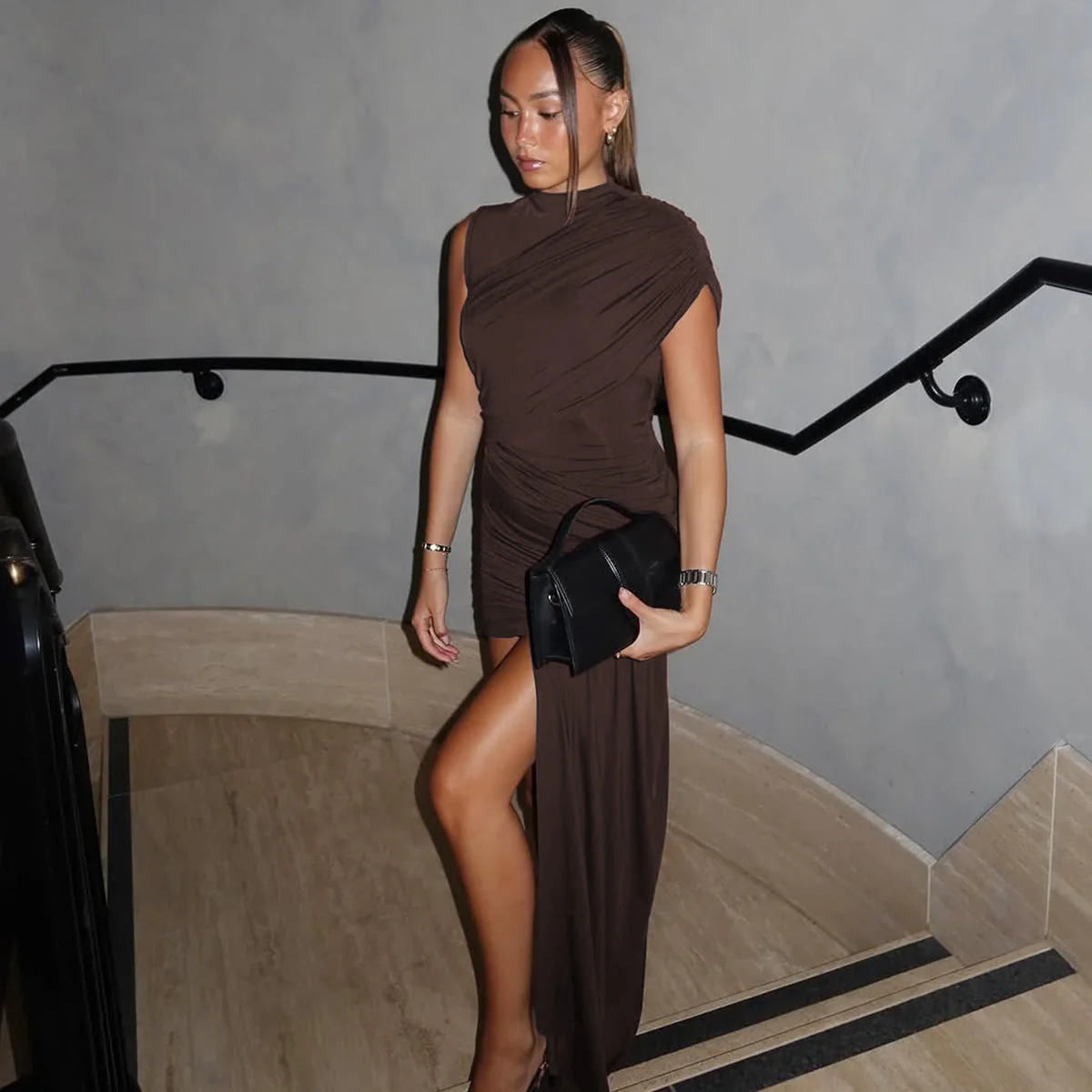 Siena | Draped One-Shoulder Maxi Dress - Image 2