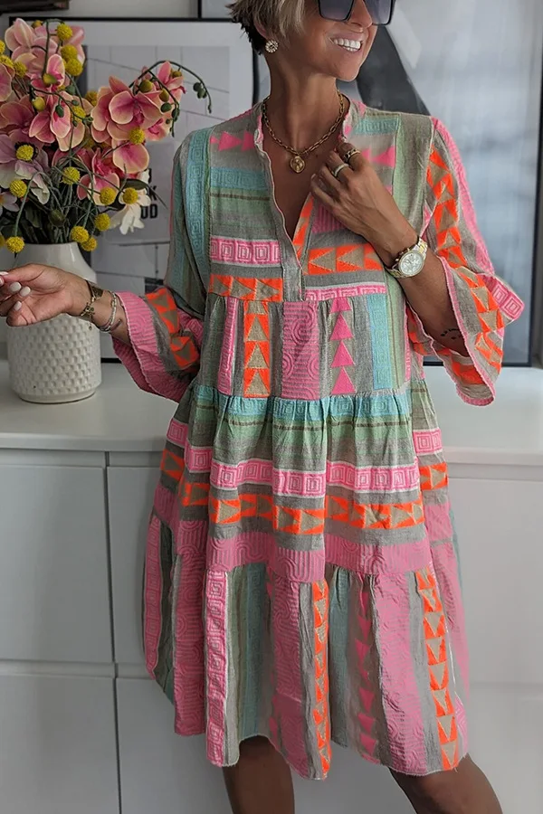 Sienna | Bohemian Geometric Tiered Dress - Image 2