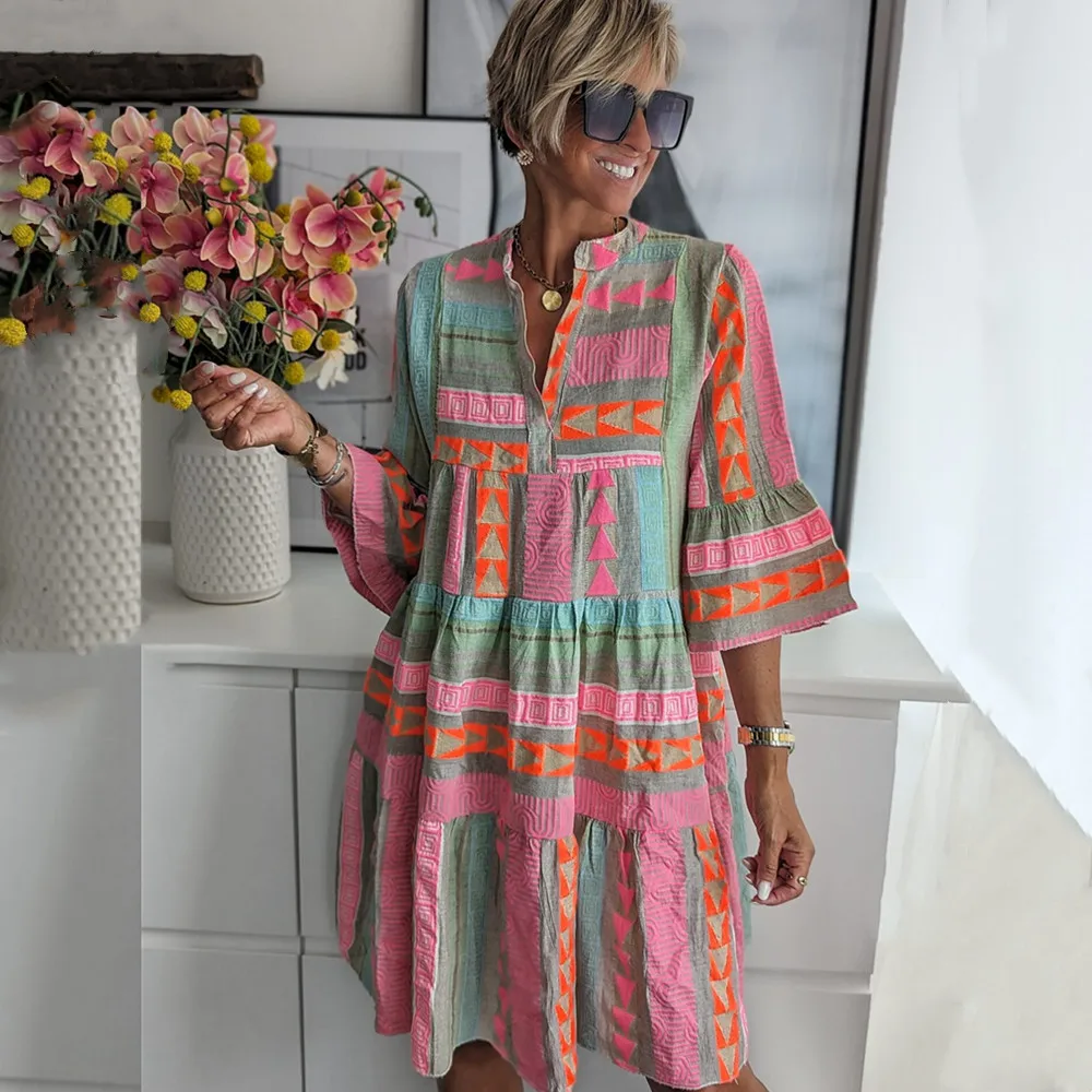 Sienna | Bohemian Geometric Tiered Dress - Image 4