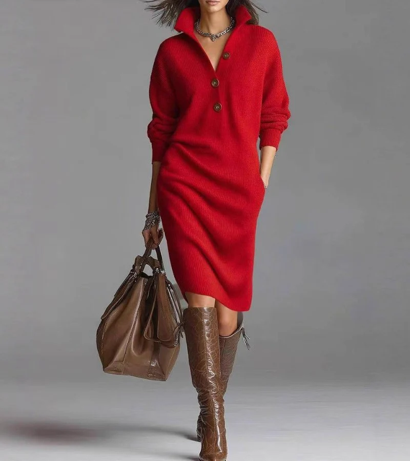 Sienna – Elegantes Damen Strickkleid in Midi-Länge - Image 3