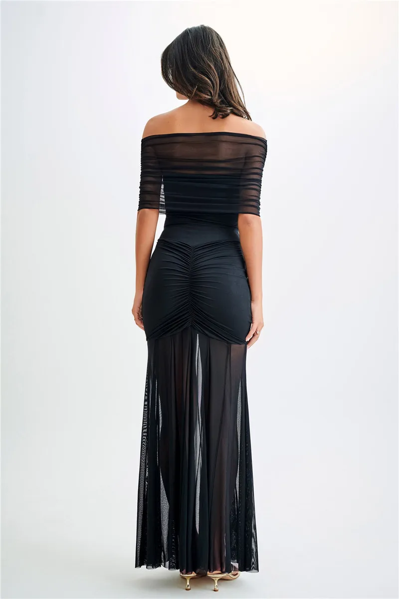 Sienna | Langes Tüllkleid mit Schulterfreiem Ausschnitt - Image 2