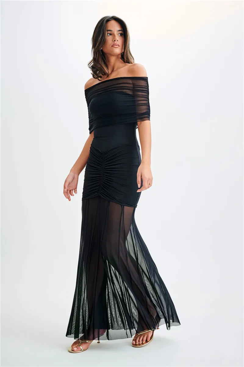 Sienna | Langes Tüllkleid mit Schulterfreiem Ausschnitt - Image 7