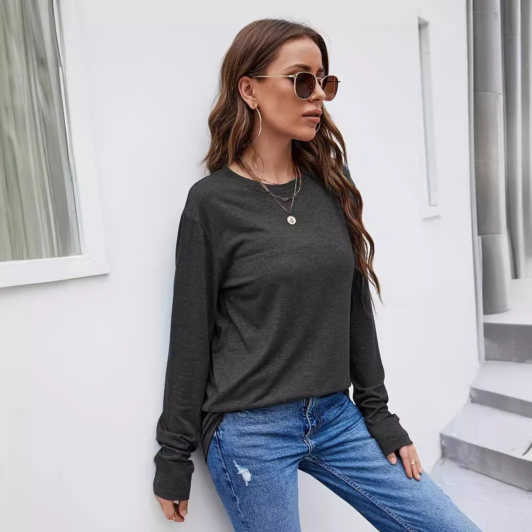 Signe- Damen Weiches und lässiges Langarmshirt mit Rundhalsausschnitt - Image 3