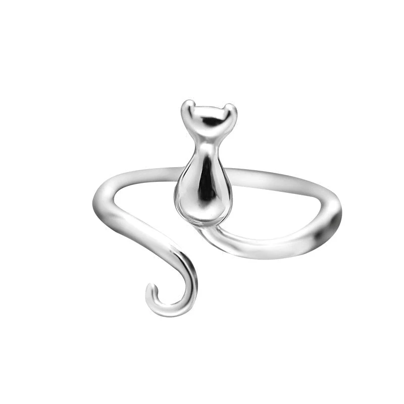 Silberner Kater in Boots Ring - Image 5