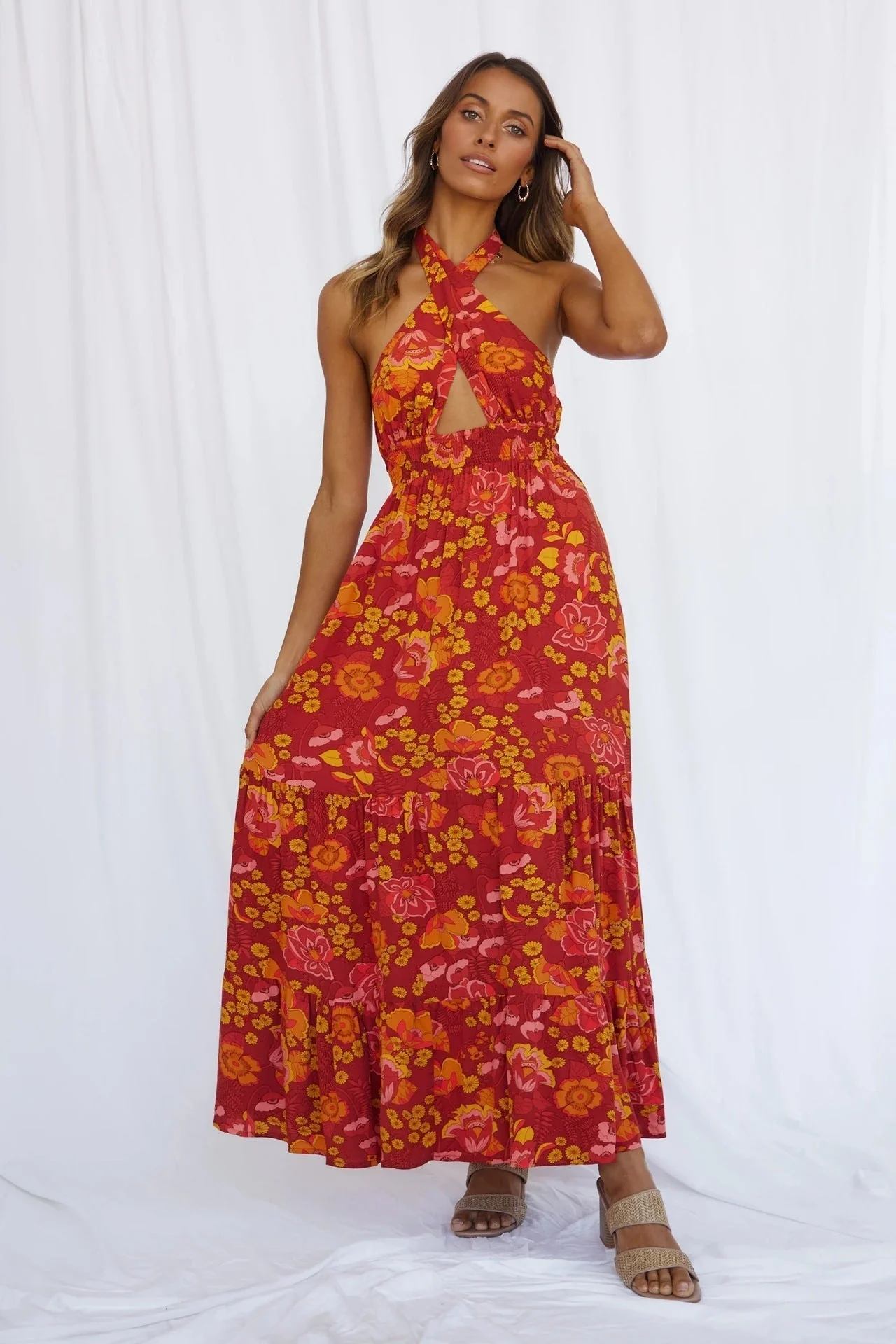 Silene | Langes Kleid Geschlitzt Rückenfrei - Image 4