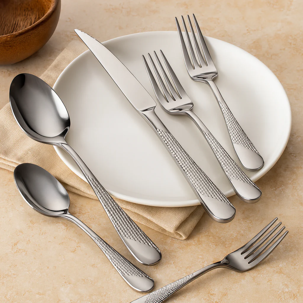 Silverora | Edelstahl-Besteckset mit gehämmerten Griffen - Image 4
