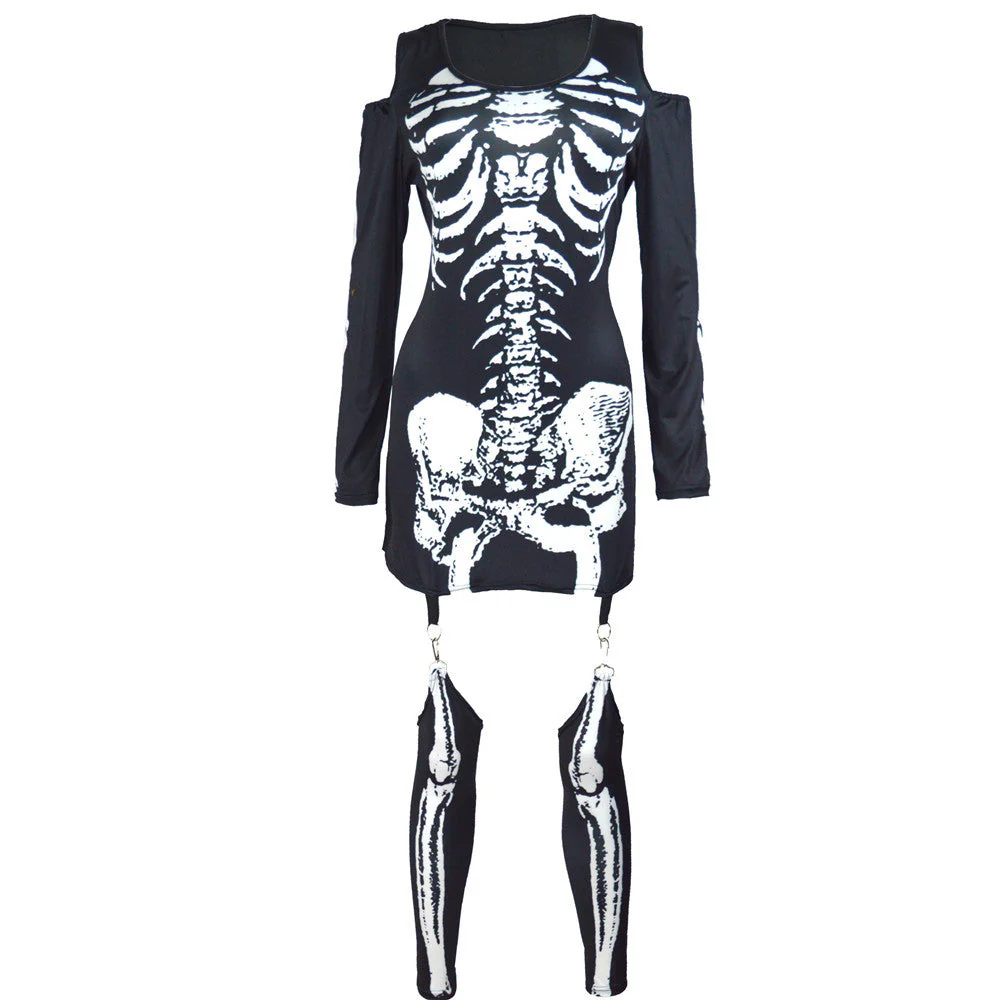 Skelett Druck Halloween Kostum - Image 4