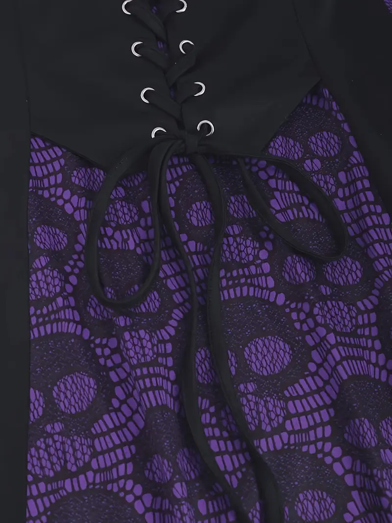 SkullLace Gothic Bluse – Damenbluse mit Totenkopf-Print & Taillenschnürung - Image 4