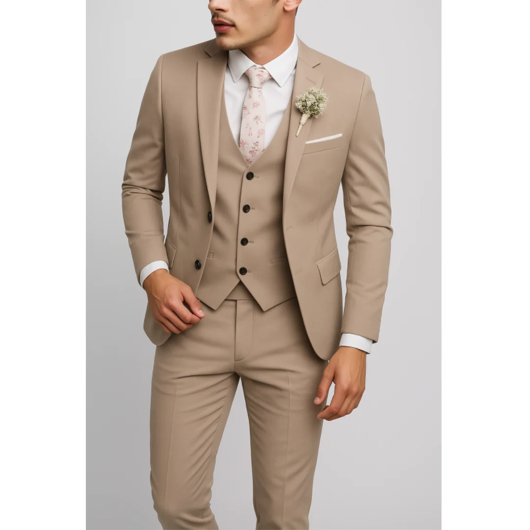 Slim Fit 3-Teiliger Hochzeitsgast Anzug für Herren | Formell - Image 4