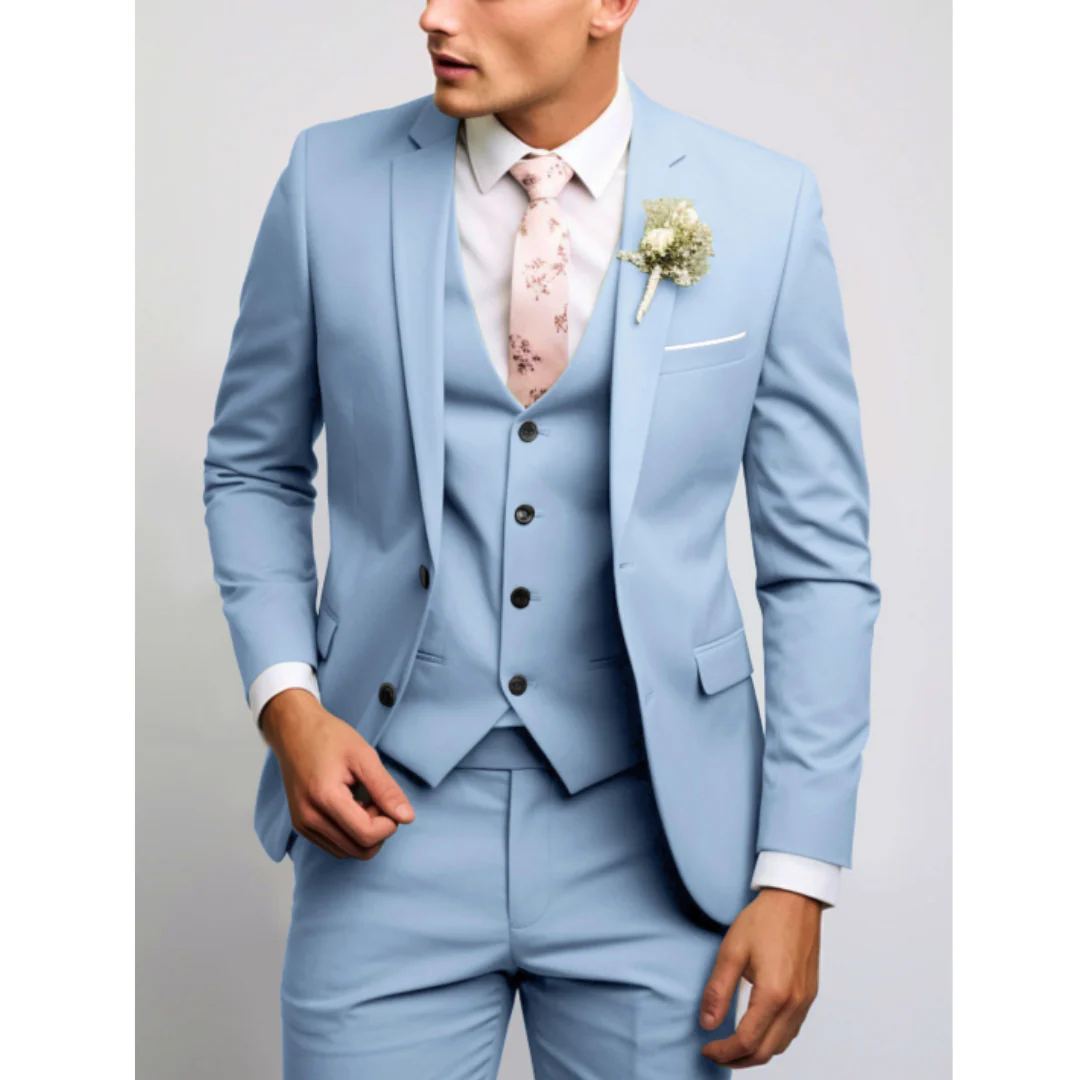 Slim Fit 3-Teiliger Hochzeitsgast Anzug für Herren | Formell - Image 9