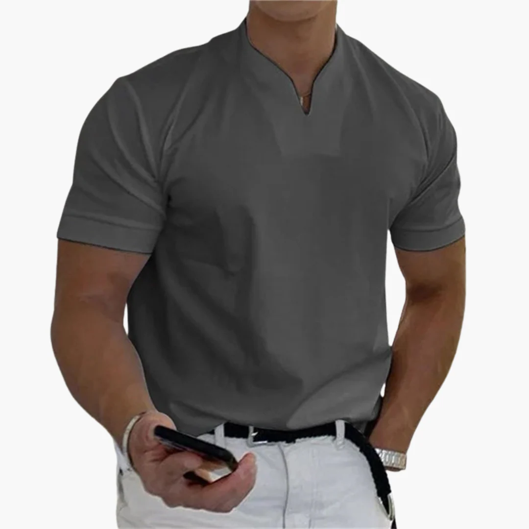 Slim Fit Shirt für Herren – Kurzarm mit V-Ausschnitt Style - Image 2