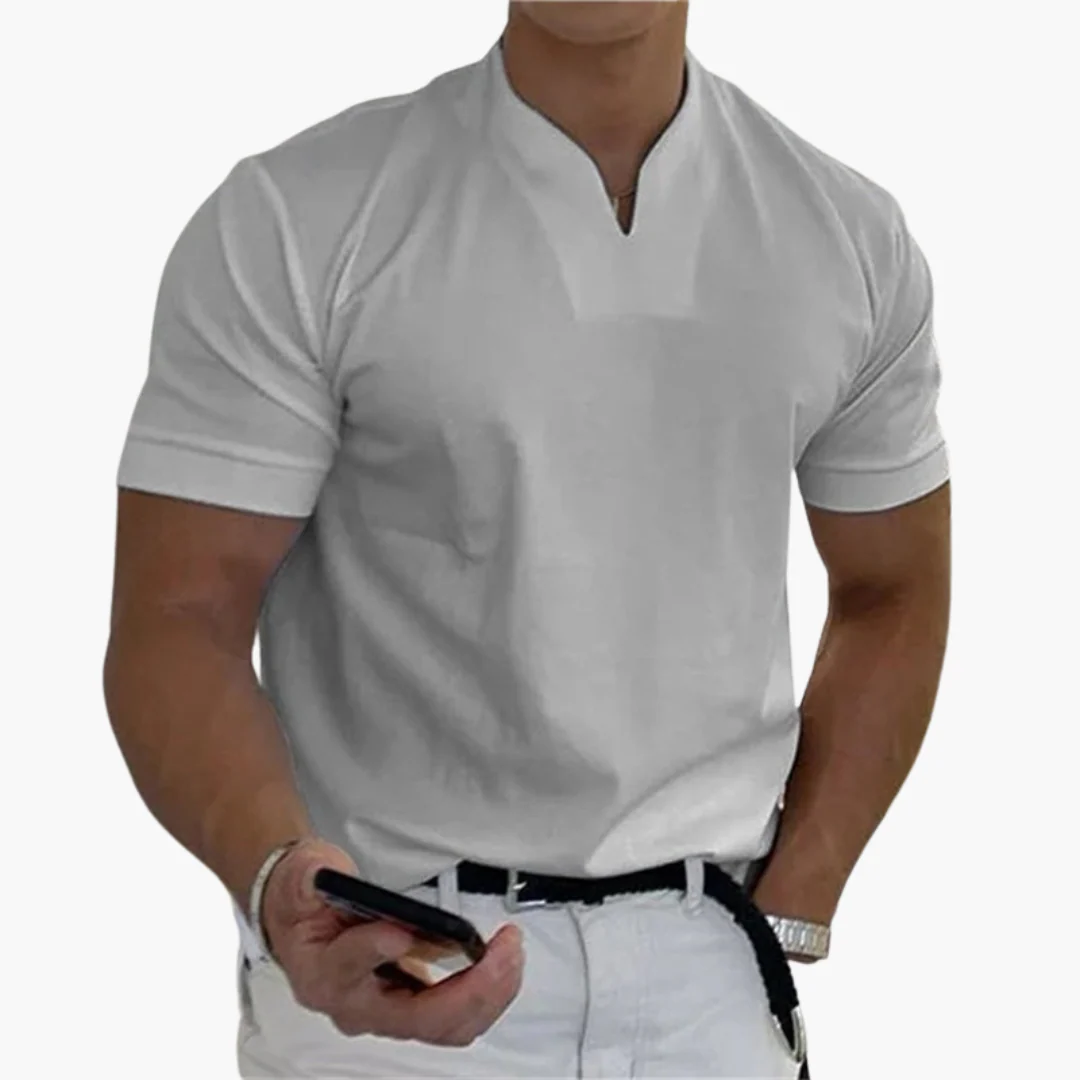 Slim Fit Shirt für Herren – Kurzarm mit V-Ausschnitt Style - Image 3