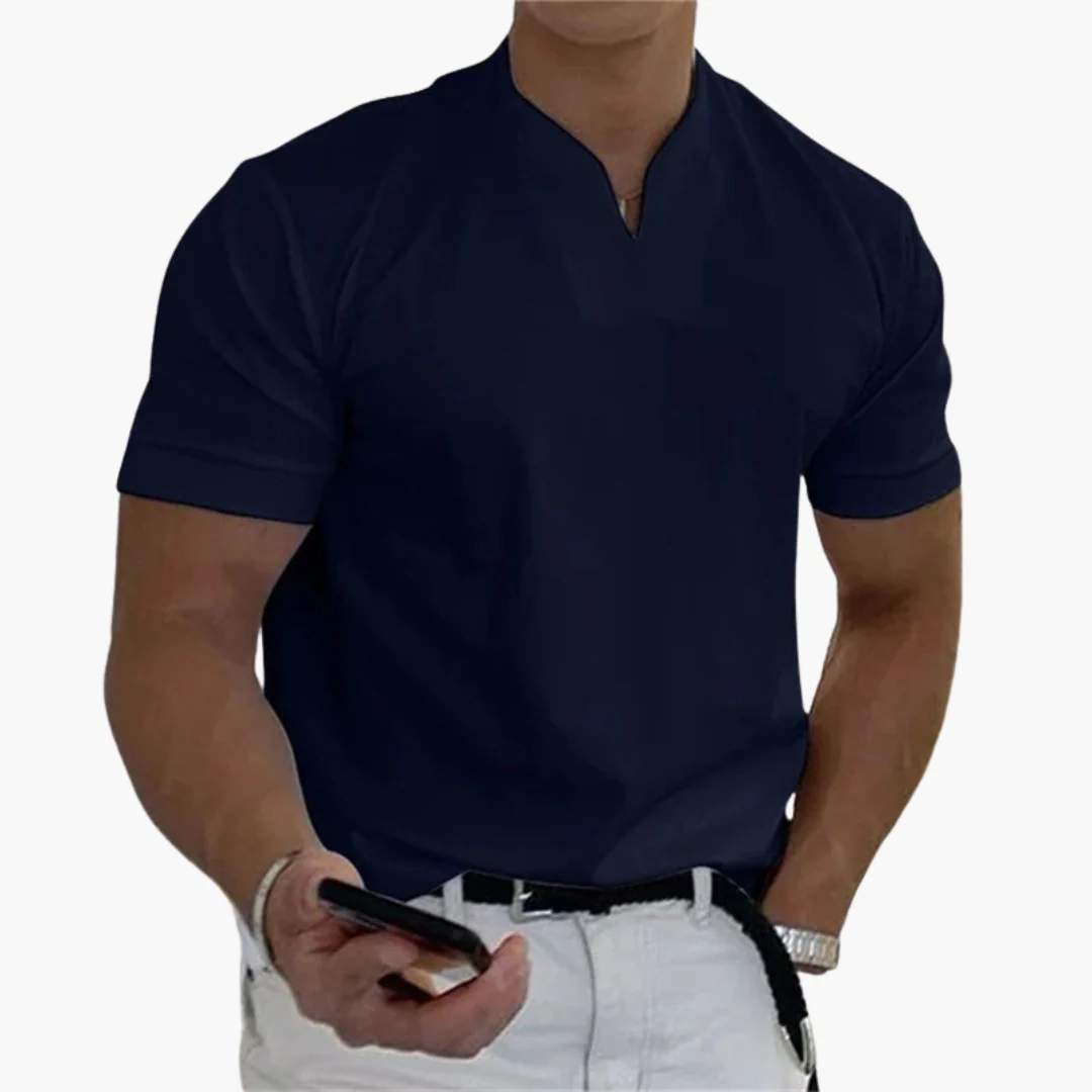 Slim Fit Shirt für Herren – Kurzarm mit V-Ausschnitt Style - Image 6