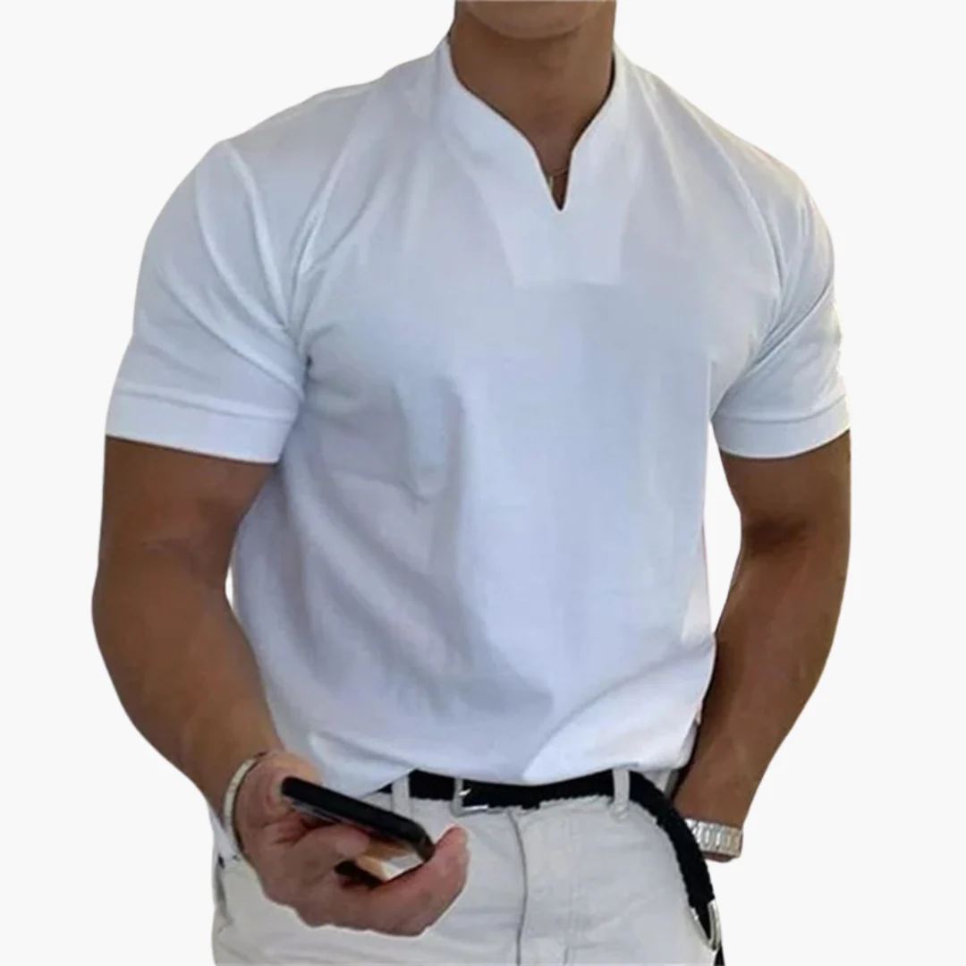 Slim Fit Shirt für Herren – Kurzarm mit V-Ausschnitt Style - Image 8