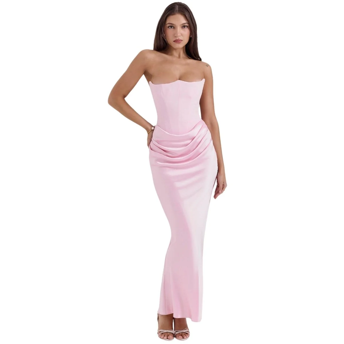 Sabrina | Damen Trägerloses Korsett Maxikleid Satin – Satin Korsett Maxi 2026 - Image 23