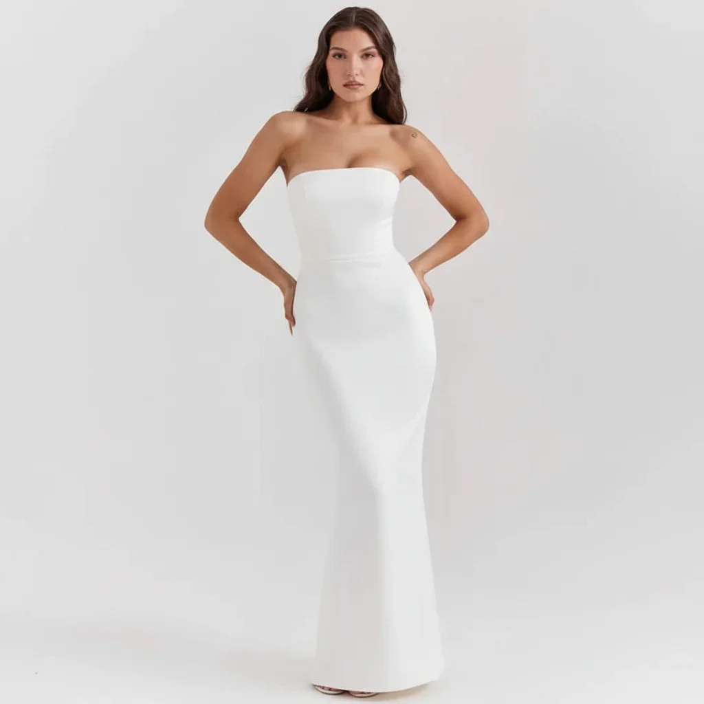 Sabrina | Damen Trägerloses Korsett Maxikleid Satin – Satin Korsett Maxi 2026 - Image 32