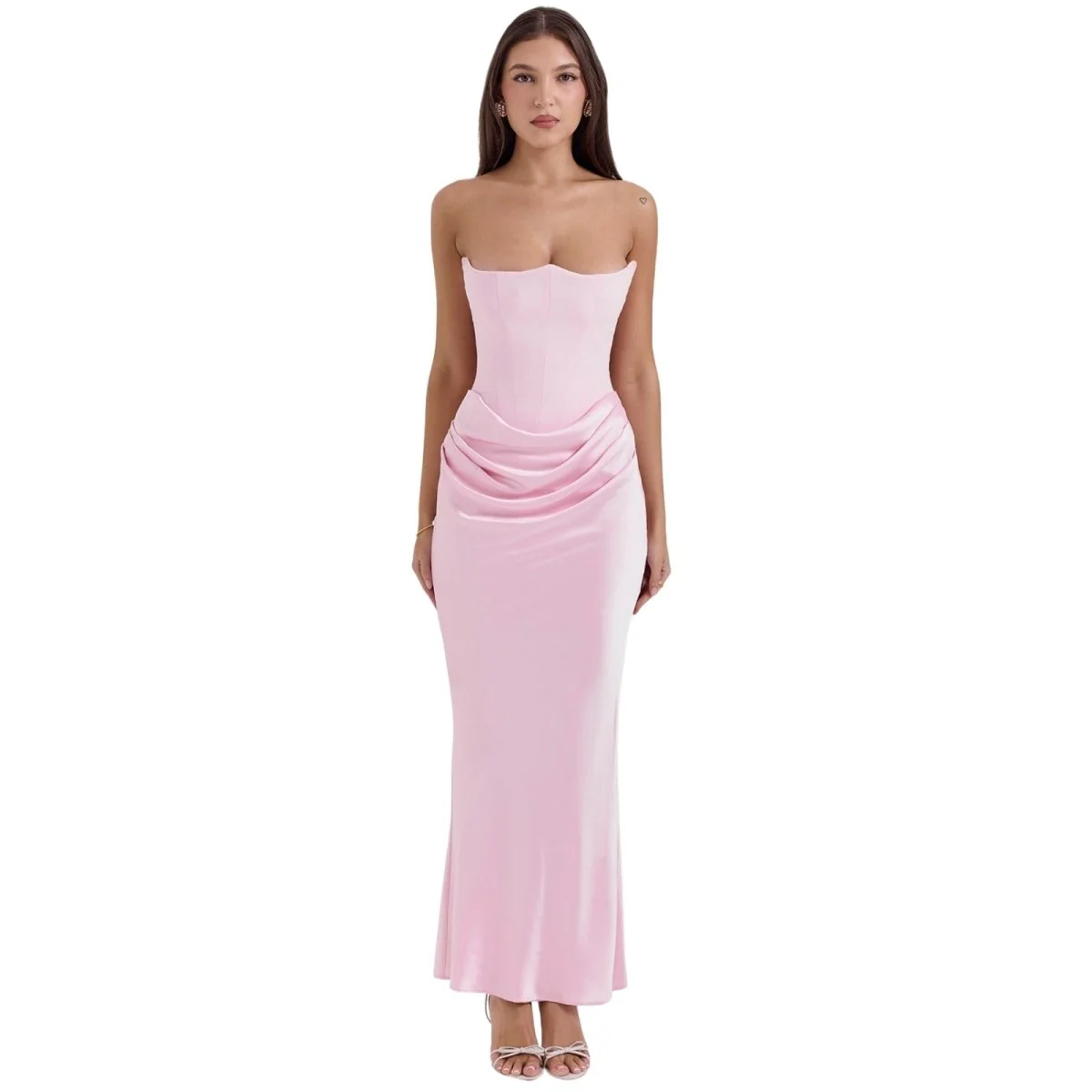 Sabrina | Damen Trägerloses Korsett Maxikleid Satin – Satin Korsett Maxi 2026 - Image 36
