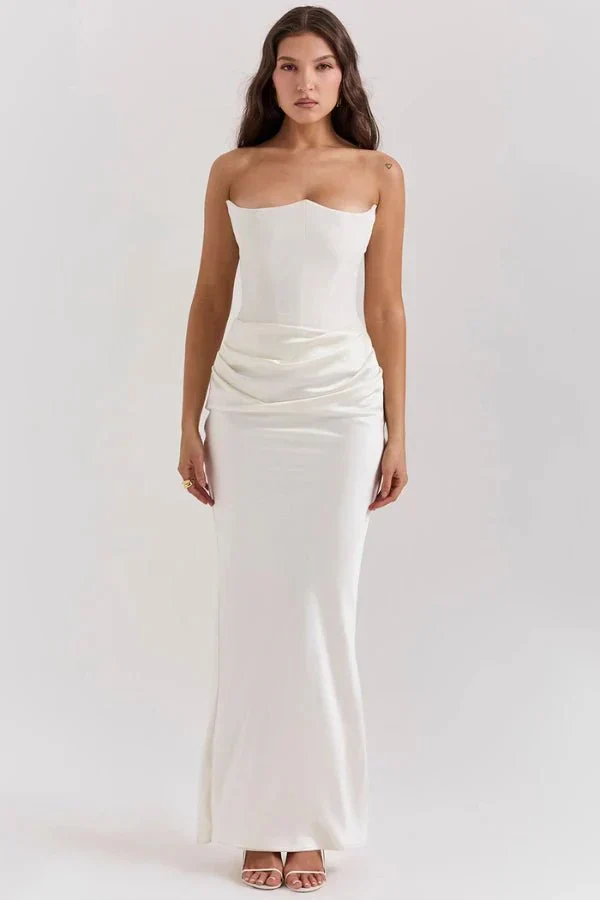Sabrina | Damen Trägerloses Korsett Maxikleid Satin – Satin Korsett Maxi 2026 - Image 5