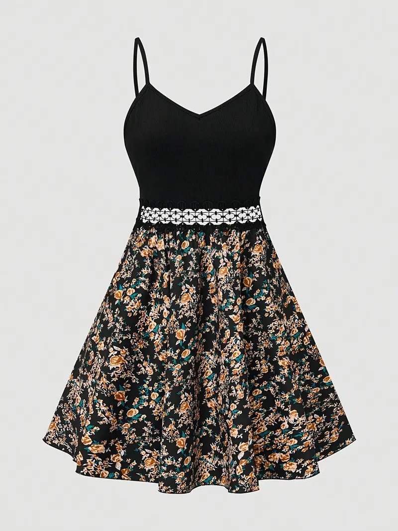 Sofee – A-Linien-Minikleid mit Blumenmuster und Spaghettiträgern - Image 2