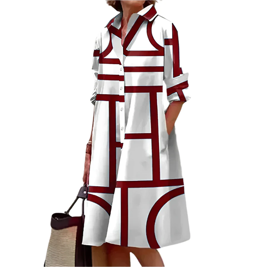 Sofie Alltägliche Midilänge-Kleid mit Taschen – Legerer Schnitt mit Knöpfen vorne - Image 5