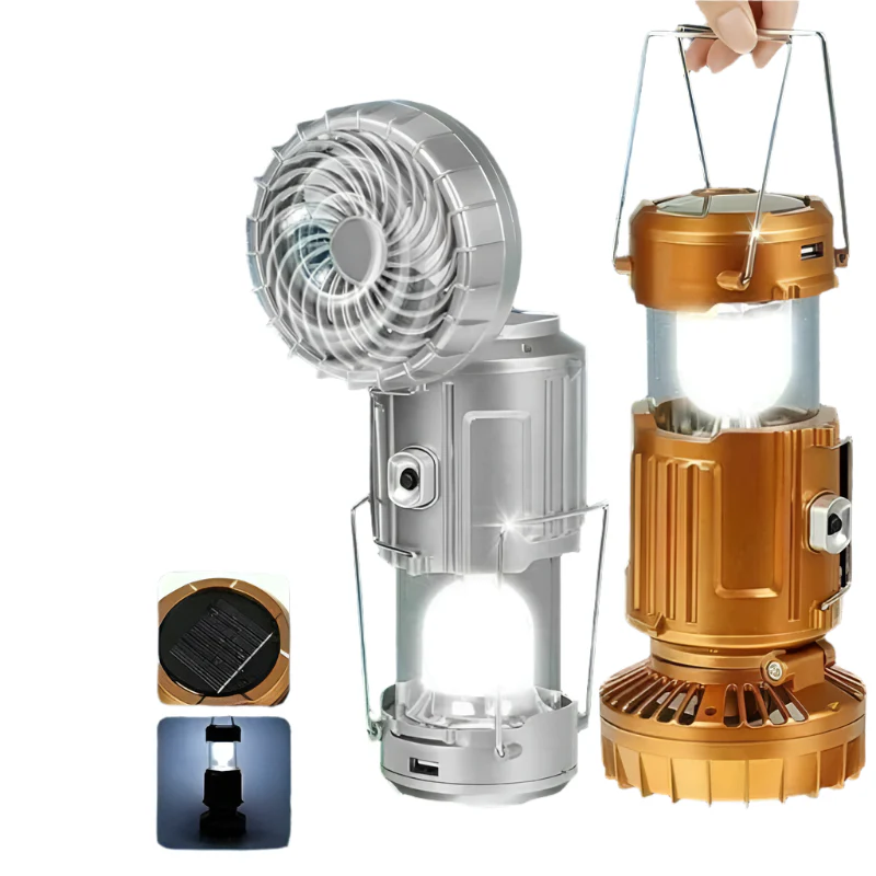 SolarBreeze LED Campinglaterne – Zusammenklappbares Licht mit Eingebautem Ventilator und USB-Wiederaufladbarem Strom - Image 6