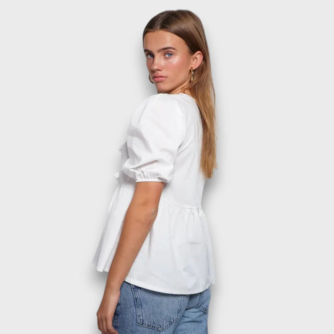 Solene – Bluse mit Bindedetails und leichter A-Linie - Image 2