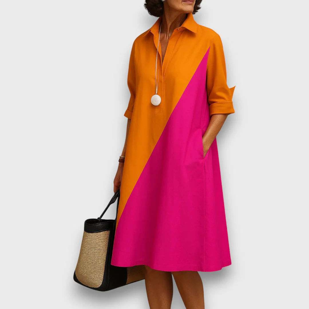 Solène – Hemdblusenkleid in Colorblock-Design - Image 2