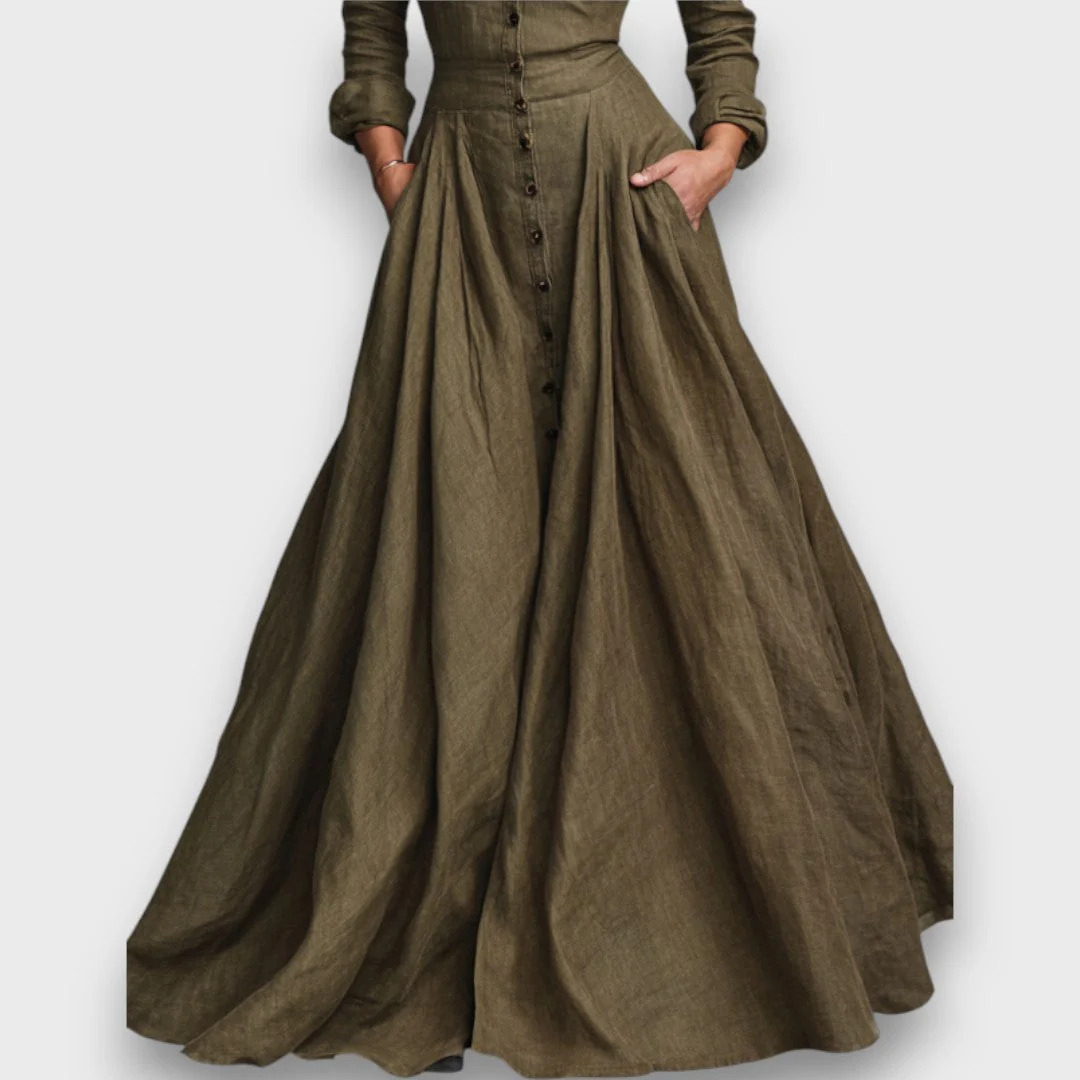 Solenne – Vintage-Maxikleid aus Baumwolle und Leinen - Image 2