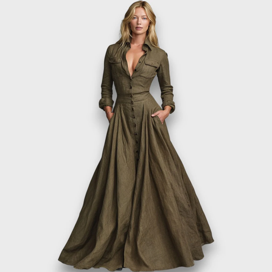 Solenne – Vintage-Maxikleid aus Baumwolle und Leinen - Image 4
