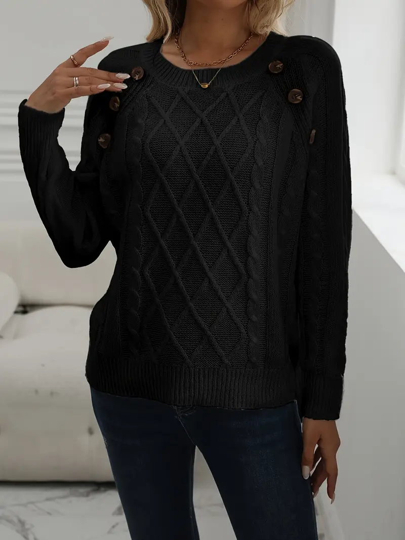 SOLIDER KABELSTRICKPULLOVER FÜR DAMEN | ELEGANTER WARMER STIL - Image 9