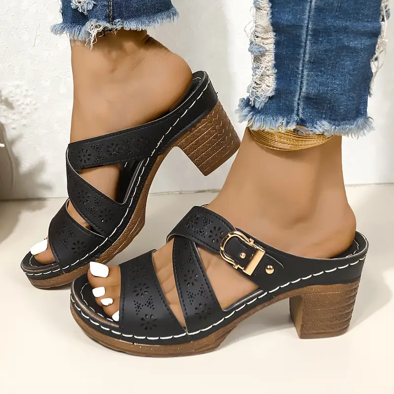 Solienne – Stilvolle Slip-On-Sandalen mit Cut-Out und Blockabsatz - Image 8