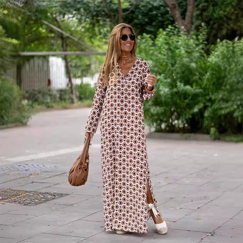 Solveig- Boho Kleid mit Langen Ärmeln und V Ausschnitt - Image 4