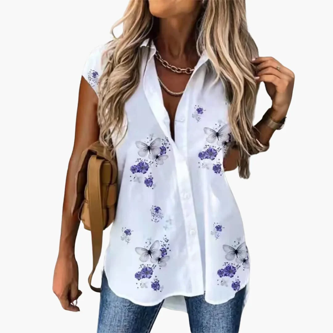 Sommer Top für Damen mit - Schmetterlingsdruck Leicht - Image 8