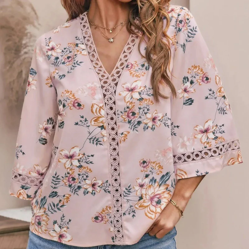 Sommerbluse mit Blumenmuster für Damen | Kurzarm - Image 3