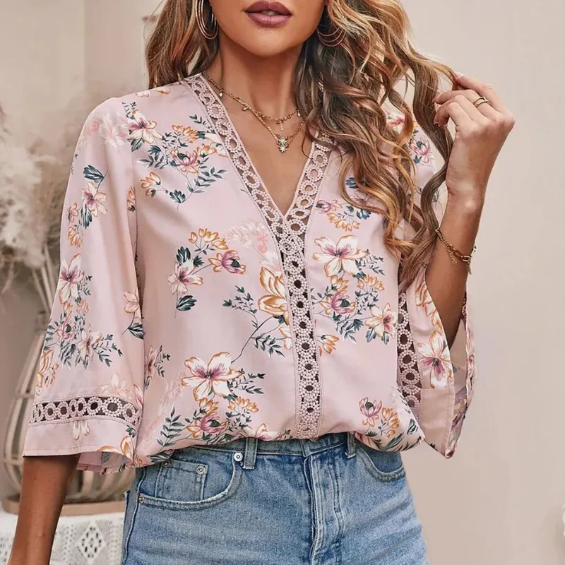 Sommerbluse mit Blumenmuster für Damen | Kurzarm - Image 5
