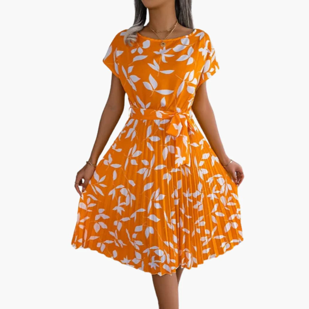 Sommerkleid Damen - Blumenkleid mit Gürtel und Kurzarm - Image 7