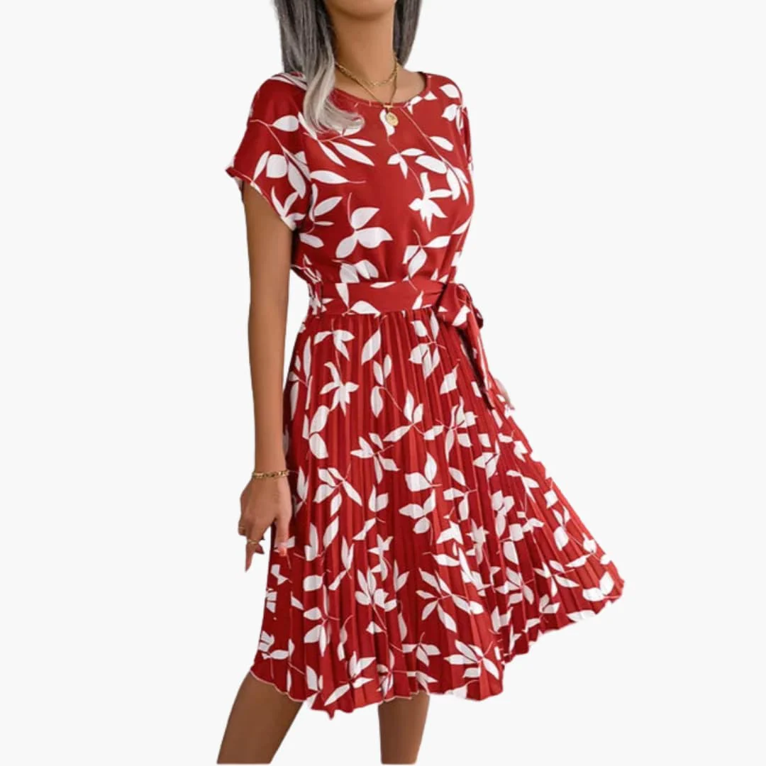 Sommerkleid Damen - Blumenkleid mit Gürtel und Kurzarm - Image 9