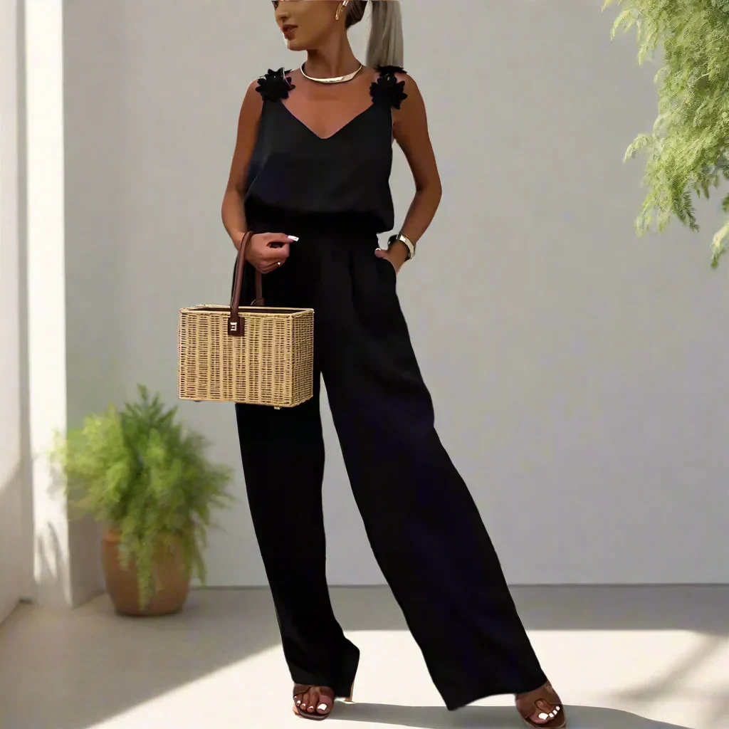 Sommerlicher Vintage Ärmellos Weites Bein Damen Jumpsuit - Image 10
