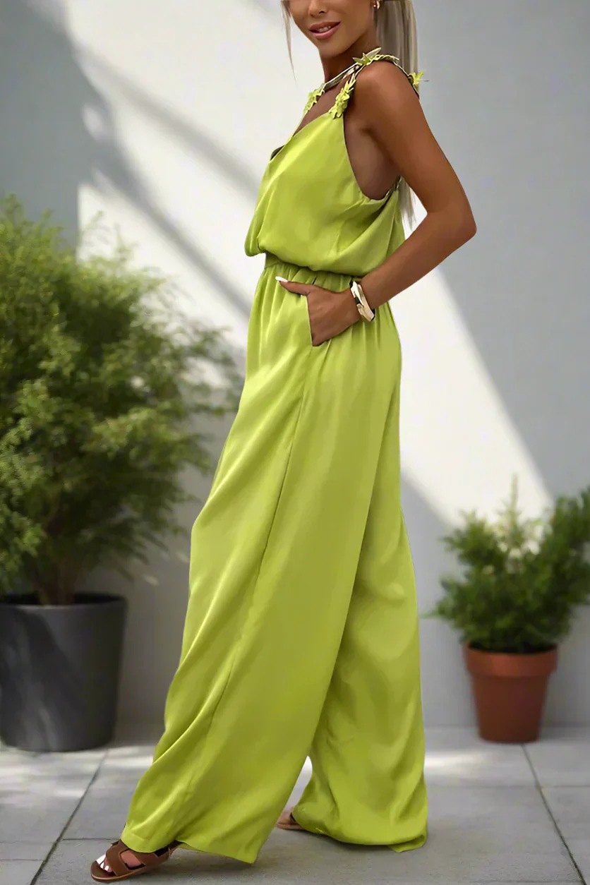 Sommerlicher Vintage Ärmellos Weites Bein Damen Jumpsuit - Image 2