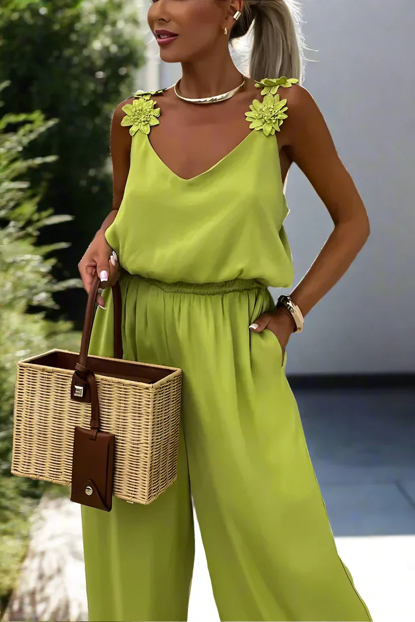 Sommerlicher Vintage Ärmellos Weites Bein Damen Jumpsuit - Image 3