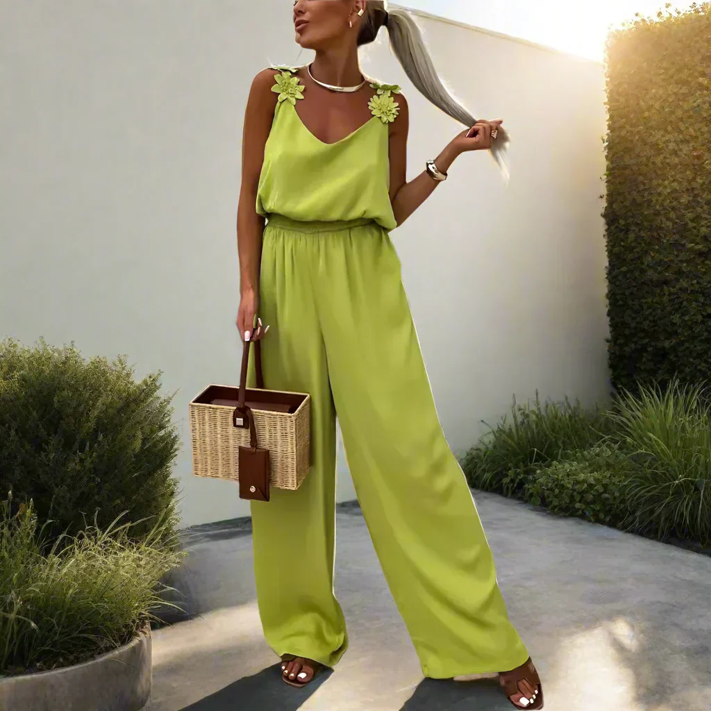 Sommerlicher Vintage Ärmellos Weites Bein Damen Jumpsuit - Image 9