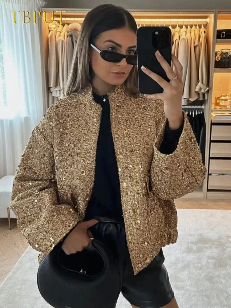 Sophia – Elegante Damen Kurzjacke mit Strukturstoff und Stehkragen - Image 3