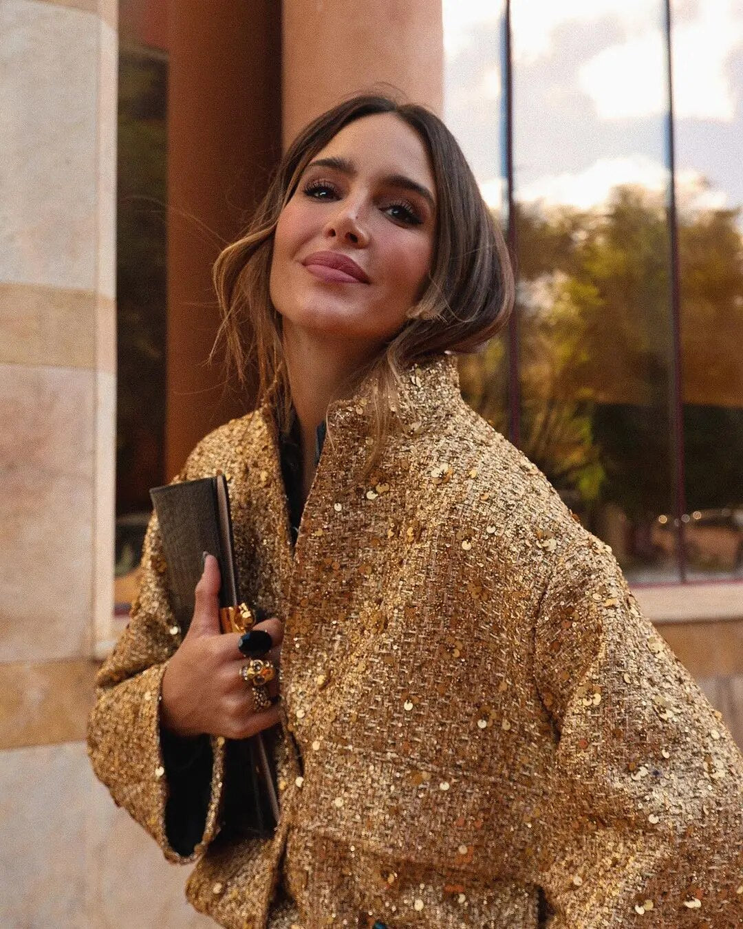 Sophia – Elegante Damen Kurzjacke mit Strukturstoff und Stehkragen - Image 4