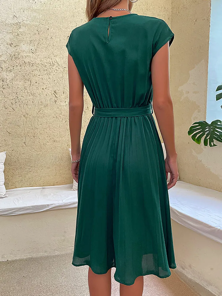 Sophie – Midi Kleid Mit Taillenband Und Fließendem Rock - Image 2