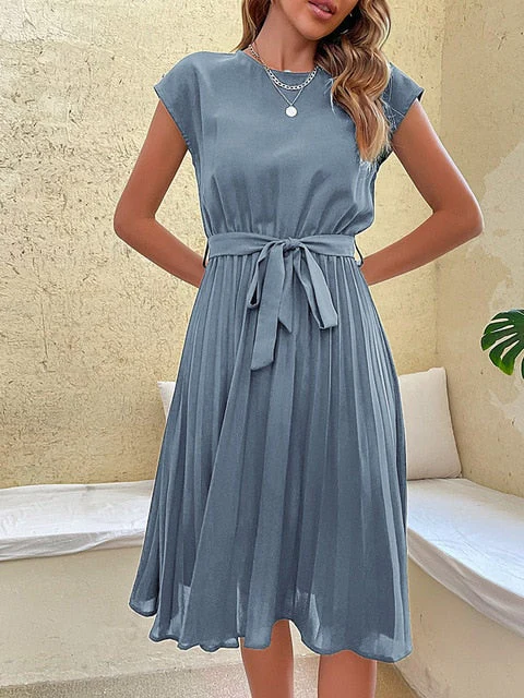 Sophie – Midi Kleid Mit Taillenband Und Fließendem Rock - Image 4