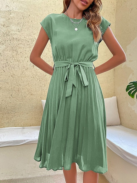 Sophie – Midi Kleid Mit Taillenband Und Fließendem Rock - Image 6