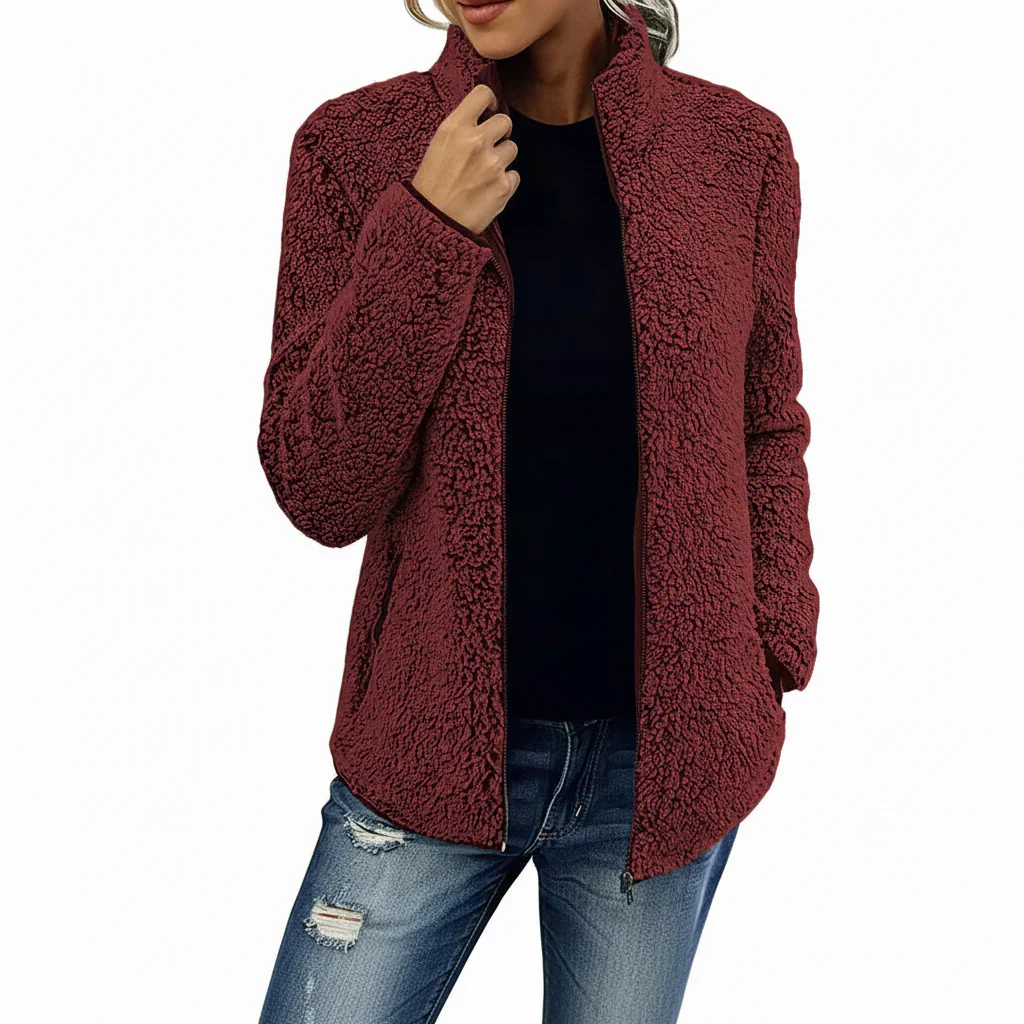 Sophie – Weiche Teddy Damen Übergangsjacke mit Reißverschluss - Image 2