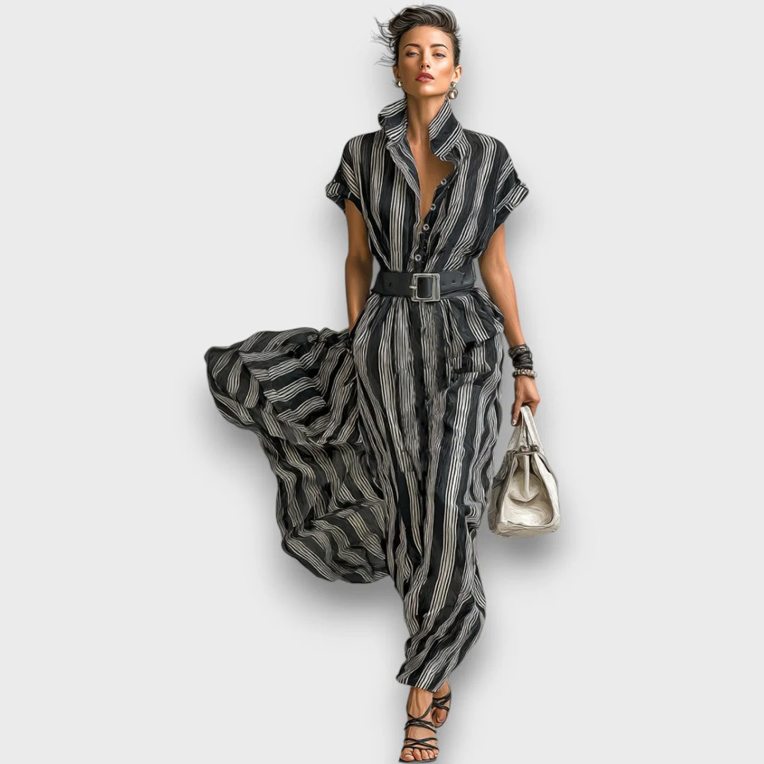 Sorella – Gestreiftes Maxikleid aus Chiffon - Image 2