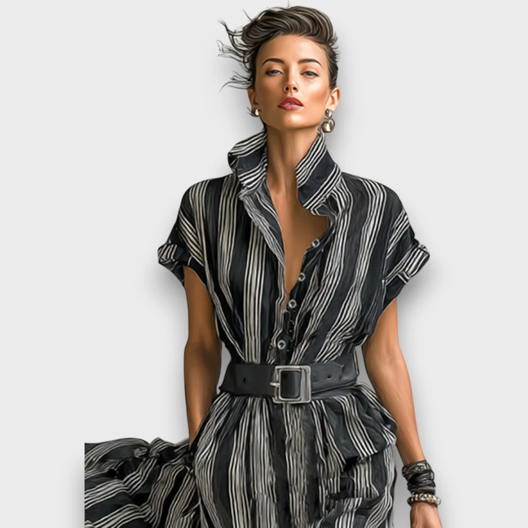 Sorella – Gestreiftes Maxikleid aus Chiffon - Image 4